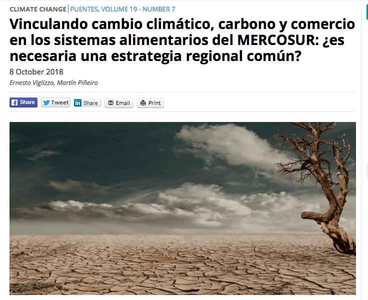 Revista Puentes: Vinculando cambio climático, carbono y comercio internacional en los sistemas alimentarios del Mercosur