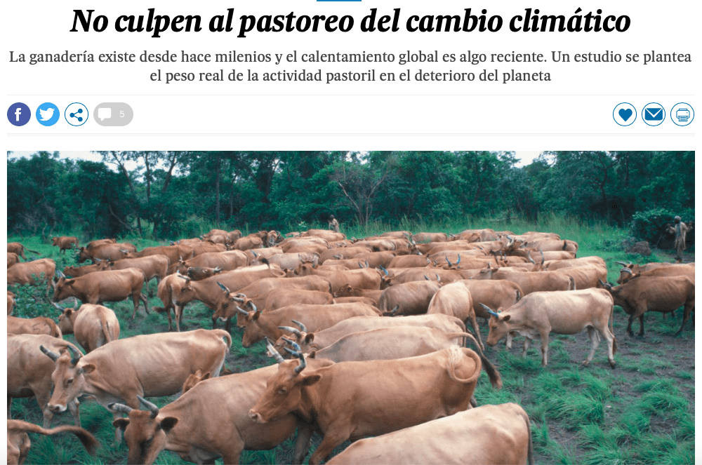 Un artículo publicado en El País de España cuestiona la relación entre ganadería y cambio climático